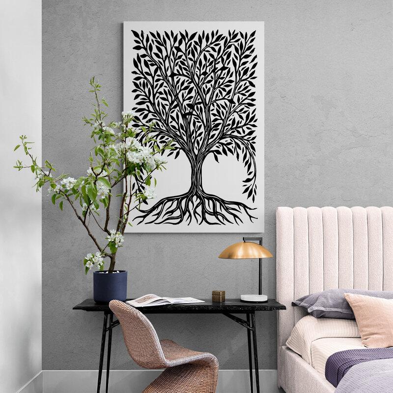 Tableau moderne arbre de vie noir et blanc